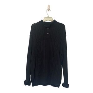 CHAPS RALPH LAUREN Men’s Size Large Sweater Shirt Cable Navy Blue Mock Neck